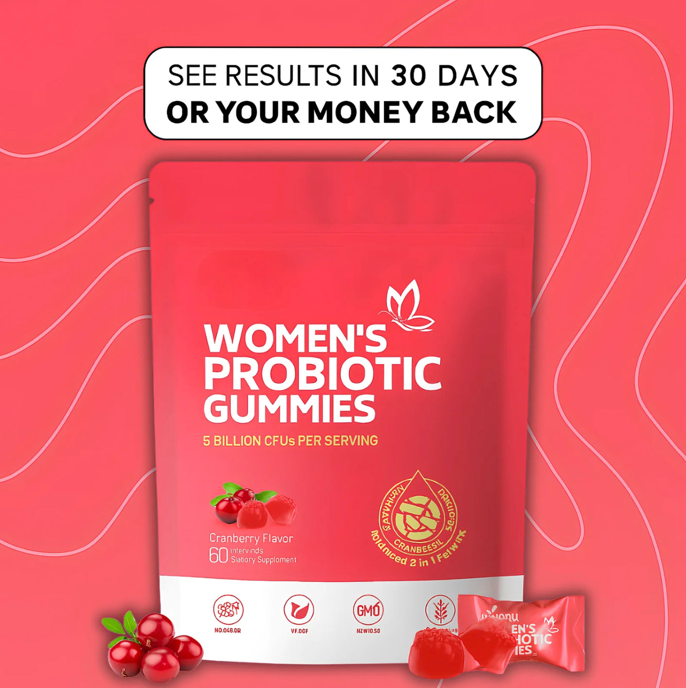 Premium Probiotic Gummies - Cranberry Flavor