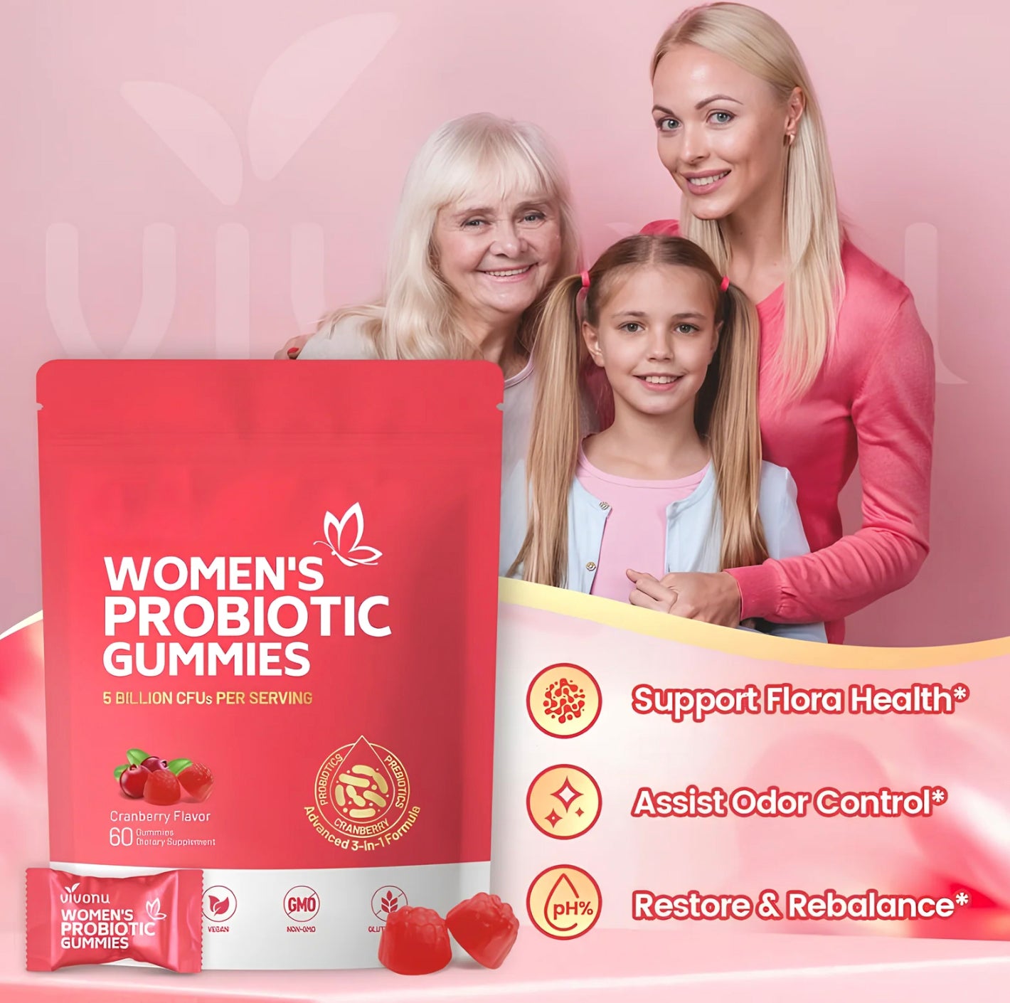 Premium Probiotic Gummies - Cranberry Flavor